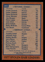 1978 Topps #204 Frank Taveras/Freddie Patek Stolen Base Leaders DP Ex-Mint  ID: 519407