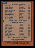 1978 Topps #205 Steve Carlton/Dave Goltz/Dennis Leonard/Jim Palmer Victory Leaders Near Mint  ID: 519409