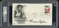 Warren Spahn First Day Cover FDC Signed Auto PSA/DNA Slab Braves Clemente Stamp ID: 519470