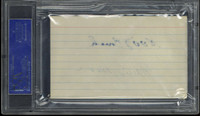Edd Roush Carl Hubbell Travis Jackson Red Grange Index Card Signed Auto PSA/DNA Slab