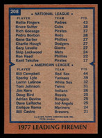 1978 Topps #208 Rollie Fingers/Bill Campbell Saves Leaders Near Mint+  ID: 519492