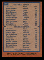 1978 Topps #208 Rollie Fingers/Bill Campbell Saves Leaders Near Mint  ID: 519493