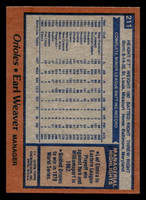 1978 Topps #211 Earl Weaver/ DP Near Mint+  ID: 519503