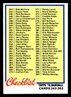 1978 Topps #289 Checklist 243-363 Near Mint  ID: 519818