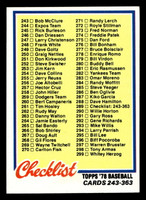 1978 Topps #289 Checklist 243-363 Near Mint  ID: 519822