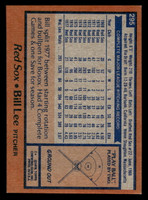 1978 Topps #295 Bill Lee Very Good  ID: 519842