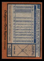 1978 Topps #310 Don Sutton Near Mint+  ID: 519905
