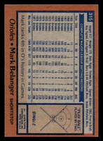 1978 Topps #315 Mark Belanger Near Mint+  ID: 519924