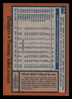 1978 Topps #375 Tommy John Ex-Mint  ID: 520165