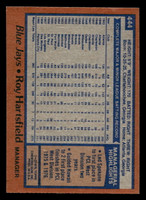 1978 Topps #444 Roy Hartsfield MG Near Mint+  ID: 520450