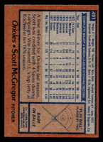 1978 Topps #491 Scott McGregor Near Mint  ID: 520637