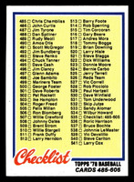 1978 Topps #535 Checklist 485-605 Near Mint  ID: 521162