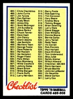 1978 Topps #535 Checklist 485-605 Near Mint+  ID: 521164