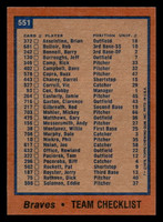 1978 Topps #551 Braves Team Near Mint  ID: 521228
