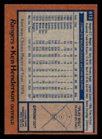 1978 Topps #612 Ken Henderson Ex-Mint 