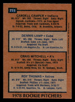 1978 Topps #711 Cardell Camper/Dennis Lamp/Craig Mitchell/Roy Thomas Rookie Pitchers Near Mint RC Rookie  ID: 521864