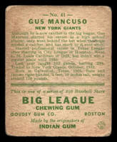 1933 Goudey #41 Gus Mancuso Good RC Rookie 