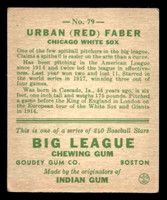 1933 Goudey #79 Red Faber Very Good RC Rookie 