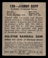 1948-49 Leaf #139 Johnny Hopp Very Good RC Rookie 