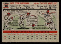1956 Topps #29 Jack Harshman Grey Backs Excellent Gray Back 