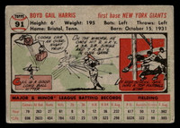 1956 Topps #91 Gail Harris Grey Backs Very Good RC Rookie Gray Back 