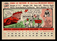 1956 Topps #107 Eddie Mathews Grey Backs VG-EX White Back 