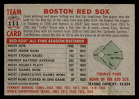 1956 Topps #111 Boston Red Sox Grey Backs Excellent+ Gray Back 