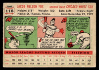 1956 Topps #118 Nellie Fox Grey Backs Very Good White Back 