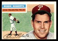 1956 Topps #180 Robin Roberts Grey Backs Excellent Miscut White Back 