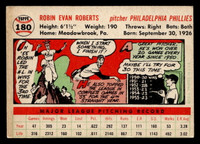 1956 Topps #180 Robin Roberts Grey Backs Excellent Miscut White Back 