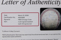 Ernie Banks Baseball Signed PSA/DNA Letter 1955 Chicago Cubs Team Ball 30 Autographs