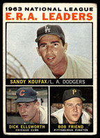 1964 Topps #1 Sandy Koufax/Dick Ellsworth/Bob Friend NL E.R.A. Leaders G-VG 