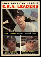 1964 Topps #2 Gary Peters/Juan Pizarro/Camilo Pascual AL E.R.A. Leaders Excellent+  ID: 523703