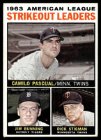 1964 Topps #6 Camilo Pascual/Jim Bunning/Dick Stigman AL Strikeout Leaders Excellent  ID: 523707