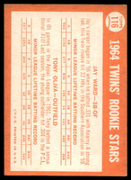1964 Topps #116 Jay Ward/Tony Oliva Twins Rookies Very Good RC Rookie  ID: 523785