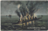 circ. 1910's Used Post Card "Destruction of the Virginia May 11, 1862"  #*sku37290