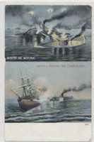 circ. 1910's Used Post Card "Monitor and Merrimac/Virginia Sinking the Cumberland"  #*sku37291