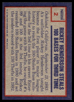 1984 Topps Nestle #2 Rickey Henderson Near Mint+ 