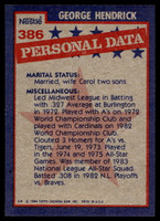 1984 Topps Nestle #386 George Hendrick Near Mint+ 