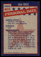 1984 Topps Nestle #401 Jim Rice Near Mint+ 