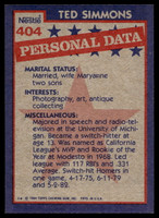 1984 Topps Nestle #404 Ted Simmons Near Mint+ 