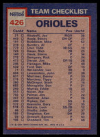1984 Topps Nestle #426 Cal Ripken Jr./Mike Boddicker Near Mint+ 