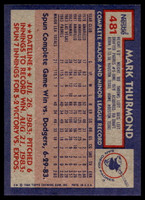 1984 Topps Nestle #481 Mark Thurmond Near Mint+ 