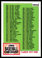 1984 Topps Nestle #527 Checklist Near Mint+ 
