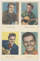 circ. 1950's-1960's  Color 4-Photo Group with Elvis, Pat Boon, Tab Hunter and Tommy Steele  #*sku37494