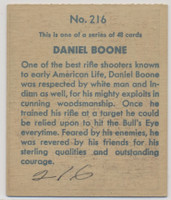 1933 R128-2 Series Of 48 Westerns #216 Daniel Boone (writing on back)   #*sku37618
