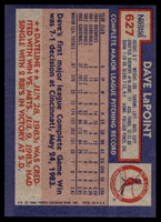 1984 Topps Nestle #627 Dave LaPoint Near Mint+ 