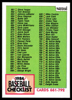 1984 Topps Nestle #781 Checklist Near Mint+ 