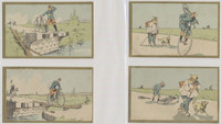 circ. 1880's France  Gold Trimmed Bicycle Themed Cards  Lot of 4 different  #*sku37652