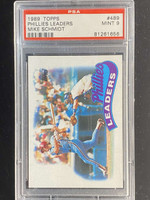 1989 Topps #489 Mike Schmidt Phillies PSA 9 Mint Phillies Leaders